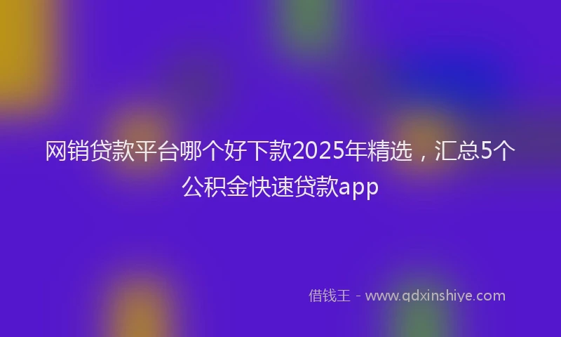 网销贷款平台哪个好下款2025年精选，汇总5个公积金快速贷款app