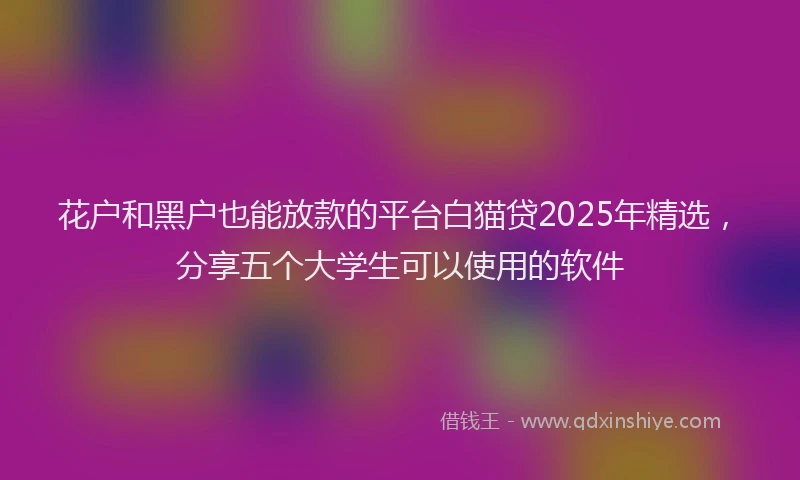 花户和黑户也能放款的平台白猫贷2025年精选，分享五个大学生可以使用的软件