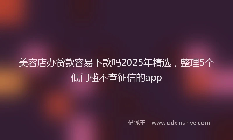 美容店办贷款容易下款吗2025年精选，整理5个低门槛不查征信的app
