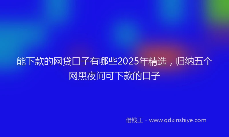 能下款的网贷口子有哪些2025年精选，归纳五个网黑夜间可下款的口子