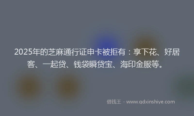 2025年的芝麻通行证申卡被拒有：享下花、好居客、一起贷、钱袋瞬贷宝、海印金服等。