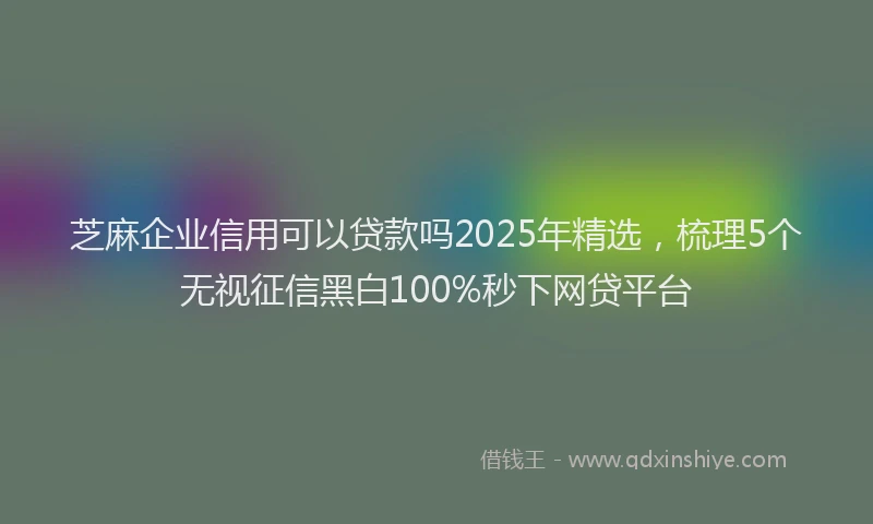芝麻企业信用可以贷款吗2025年精选，梳理5个无视征信黑白100%秒下网贷平台