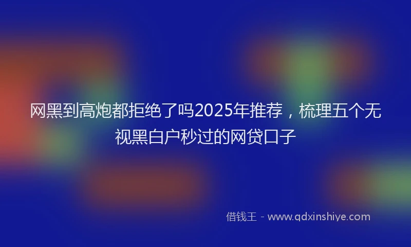 网黑到高炮都拒绝了吗2025年推荐，梳理五个无视黑白户秒过的网贷口子