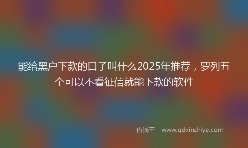 能给黑户下款的口子叫什么2025年推荐，罗列五个可以不看征信就能下款的软件