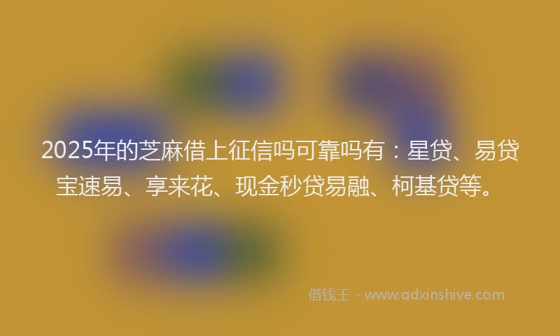 2025年的芝麻借上征信吗可靠吗有：星贷、易贷宝速易、享来花、现金秒贷易融、柯基贷等。
