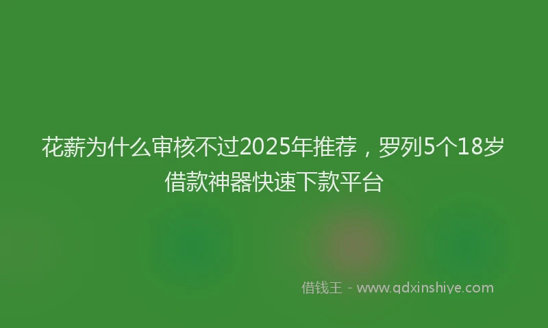 花薪为什么审核不过2025年推荐，罗列5个18岁借款神器快速下款平台