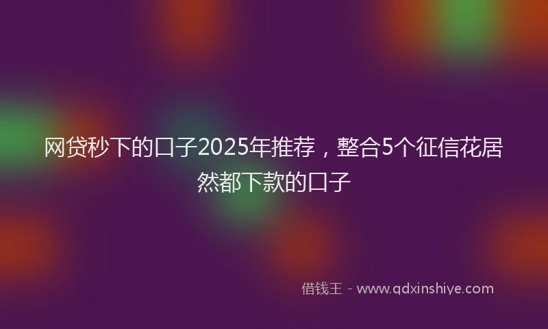 网贷秒下的口子2025年推荐，整合5个征信花居然都下款的口子