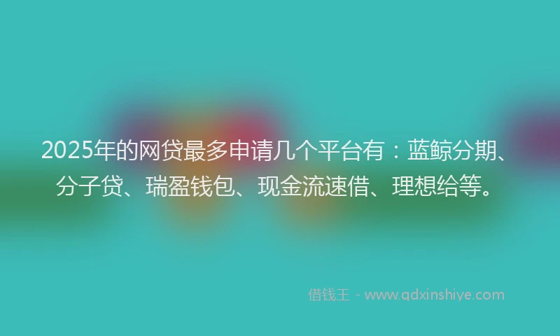 2025年的网贷最多申请几个平台有：蓝鲸分期、分子贷、瑞盈钱包、现金流速借、理想给等。