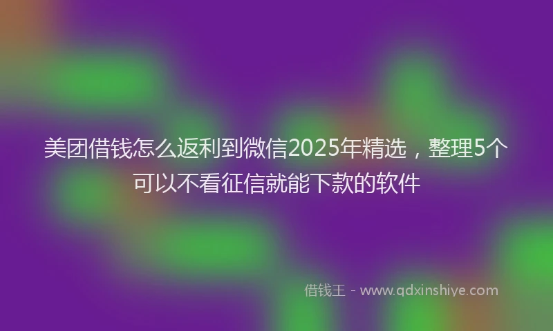 美团借钱怎么返利到微信2025年精选，整理5个可以不看征信就能下款的软件
