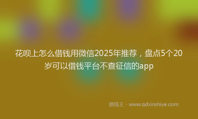 花呗上怎么借钱用微信2025年推荐，盘点5个20岁可以借钱平台不查征信的app