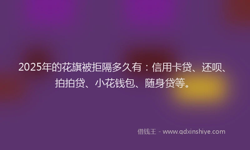 2025年的花旗被拒隔多久有：信用卡贷、还呗、拍拍贷、小花钱包、随身贷等。