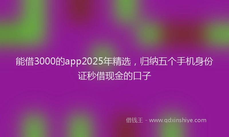 能借3000的app2025年精选，归纳五个手机身份证秒借现金的口子