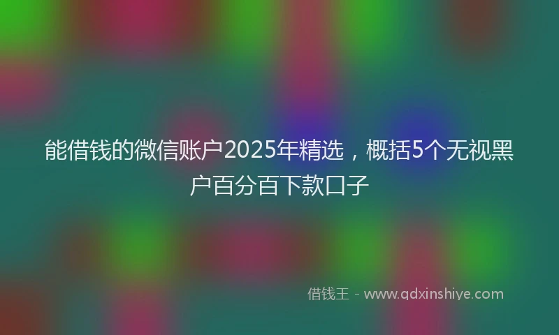 能借钱的微信账户2025年精选，概括5个无视黑户百分百下款口子