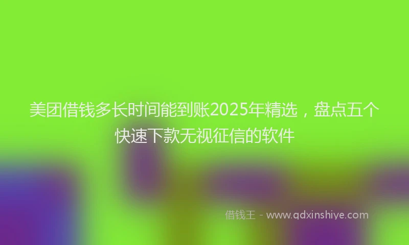 美团借钱多长时间能到账2025年精选，盘点五个快速下款无视征信的软件