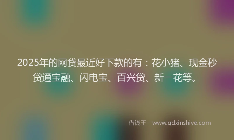 2025年的网贷最近好下款的有：花小猪、现金秒贷通宝融、闪电宝、百兴贷、新一花等。