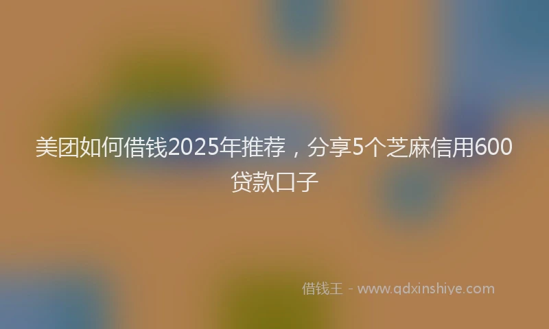 美团如何借钱2025年推荐，分享5个芝麻信用600贷款口子