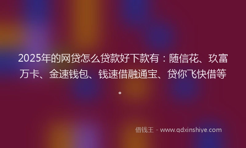 2025年的网贷怎么贷款好下款有：随信花、玖富万卡、金速钱包、钱速借融通宝、贷你飞快借等。
