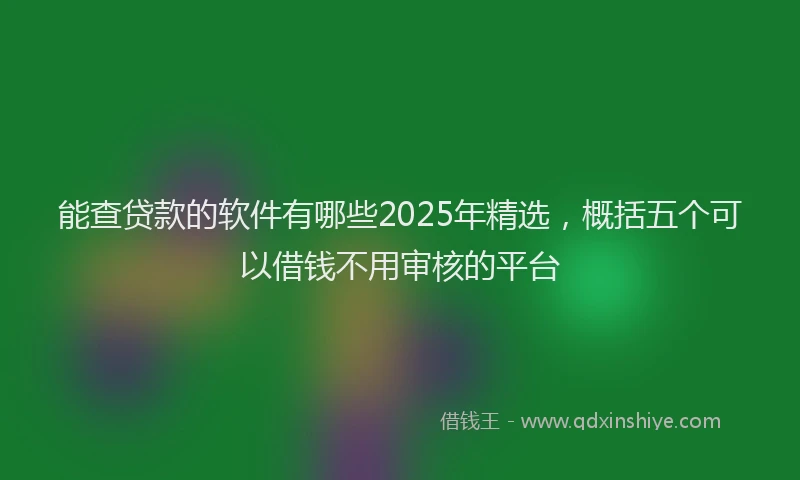 能查贷款的软件有哪些2025年精选，概括五个可以借钱不用审核的平台