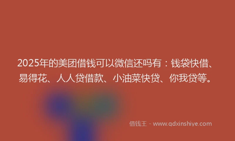 2025年的美团借钱可以微信还吗有：钱袋快借、易得花、人人贷借款、小油菜快贷、你我贷等。