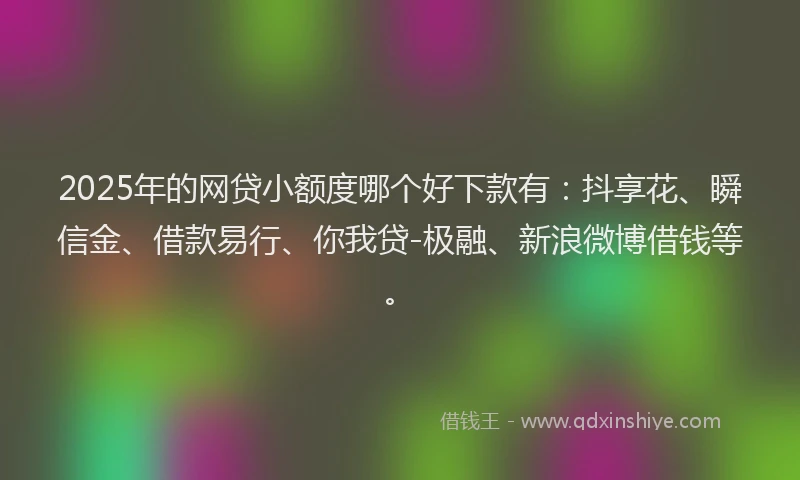 2025年的网贷小额度哪个好下款有：抖享花、瞬信金、借款易行、你我贷-极融、新浪微博借钱等。