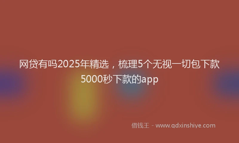 网贷有吗2025年精选，梳理5个无视一切包下款5000秒下款的app