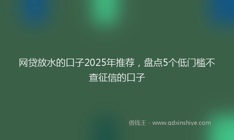 网贷放水的口子2025年推荐，盘点5个低门槛不查征信的口子