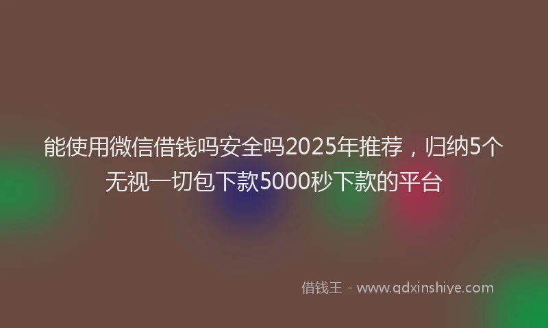 能使用微信借钱吗安全吗2025年推荐，归纳5个无视一切包下款5000秒下款的平台