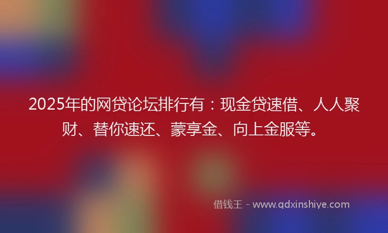 2025年的网贷论坛排行有：现金贷速借、人人聚财、替你速还、蒙享金、向上金服等。