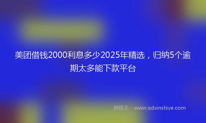 美团借钱2000利息多少2025年精选，归纳5个逾期太多能下款平台