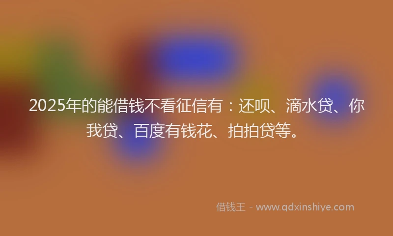2025年的能借钱不看征信有：还呗、滴水贷、你我贷、百度有钱花、拍拍贷等。