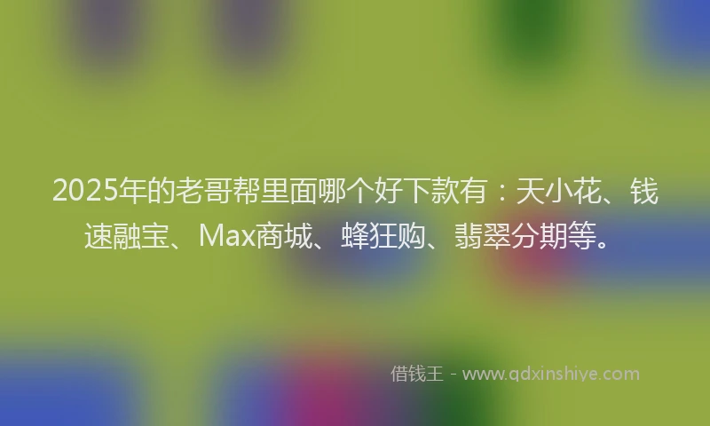 2025年的老哥帮里面哪个好下款有：天小花、钱速融宝、Max商城、蜂狂购、翡翠分期等。
