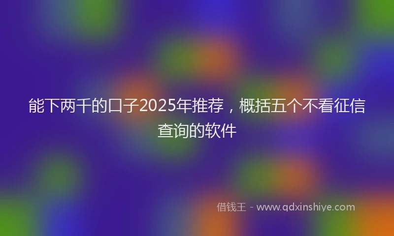 能下两千的口子2025年推荐，概括五个不看征信查询的软件
