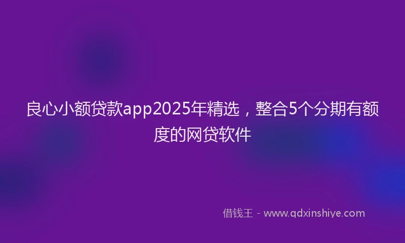 良心小额贷款app2025年精选，整合5个分期有额度的网贷软件