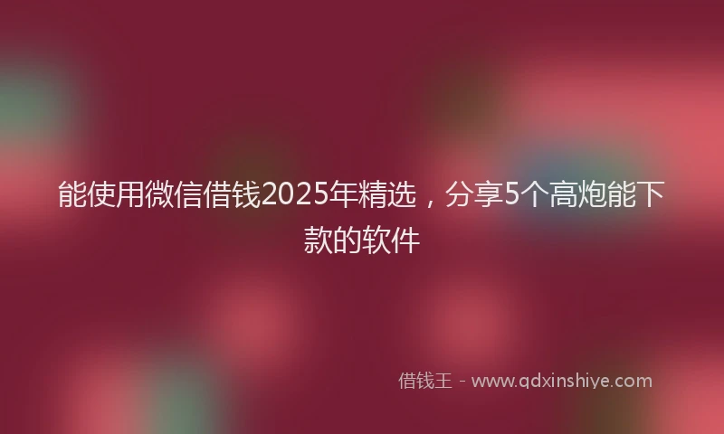 能使用微信借钱2025年精选，分享5个高炮能下款的软件
