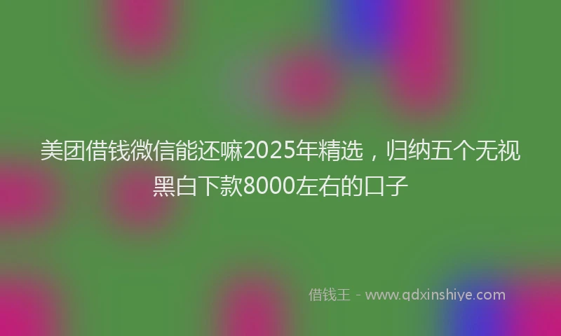 美团借钱微信能还嘛2025年精选，归纳五个无视黑白下款8000左右的口子