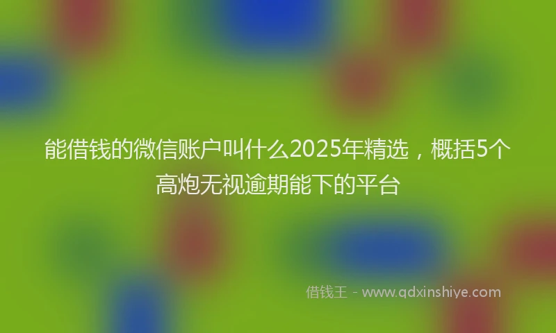 能借钱的微信账户叫什么2025年精选，概括5个高炮无视逾期能下的平台