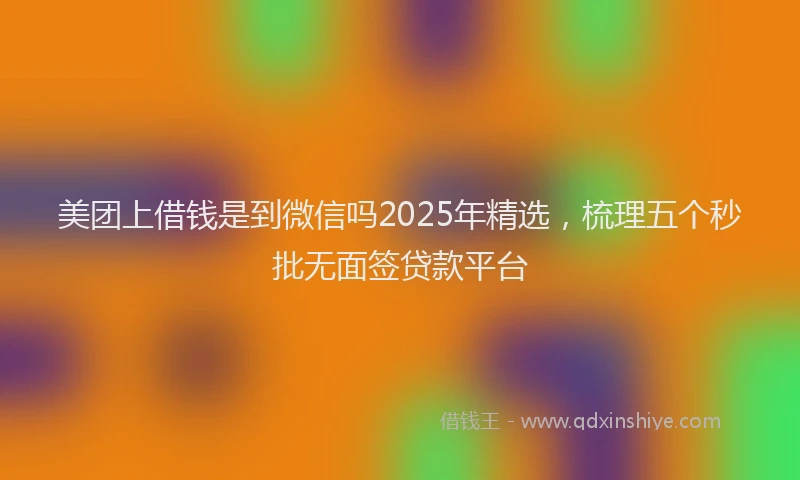 美团上借钱是到微信吗2025年精选，梳理五个秒批无面签贷款平台