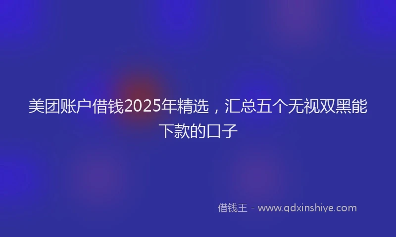 美团账户借钱2025年精选，汇总五个无视双黑能下款的口子
