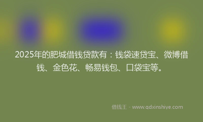 2025年的肥城借钱贷款有：钱袋速贷宝、微博借钱、金色花、畅易钱包、口袋宝等。