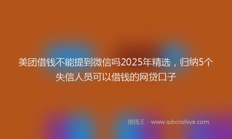 美团借钱不能提到微信吗2025年精选，归纳5个失信人员可以借钱的网贷口子