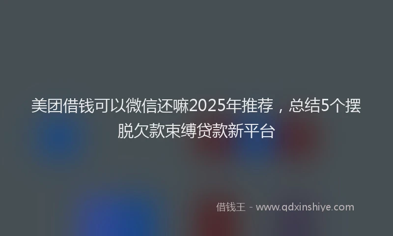 美团借钱可以微信还嘛2025年推荐，总结5个摆脱欠款束缚贷款新平台