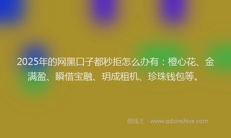 2025年的网黑口子都秒拒怎么办有：橙心花、金满盈、瞬借宝融、玥成租机、珍珠钱包等。