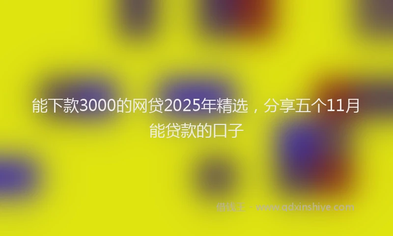 能下款3000的网贷2025年精选，分享五个11月能贷款的口子