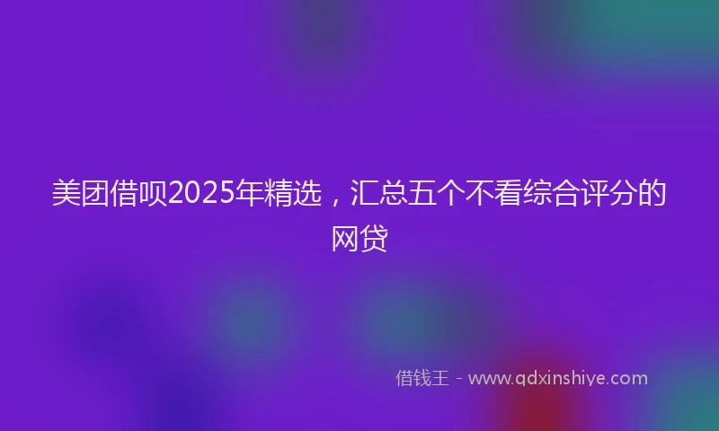 美团借呗2025年精选，汇总五个不看综合评分的网贷