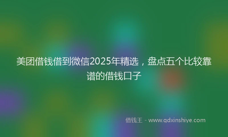 美团借钱借到微信2025年精选，盘点五个比较靠谱的借钱口子