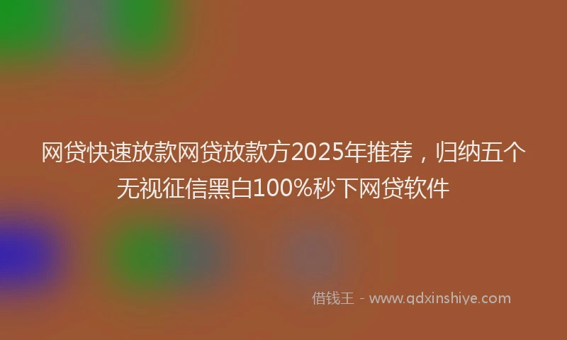 网贷快速放款网贷放款方2025年推荐，归纳五个无视征信黑白100%秒下网贷软件