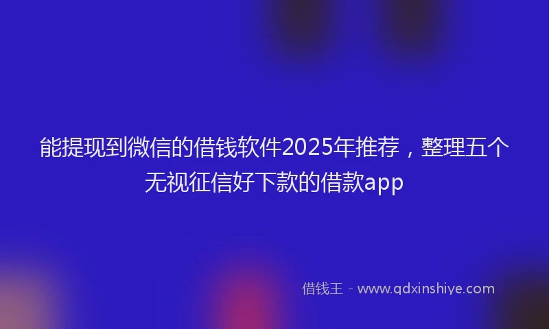 能提现到微信的借钱软件2025年推荐，整理五个无视征信好下款的借款app
