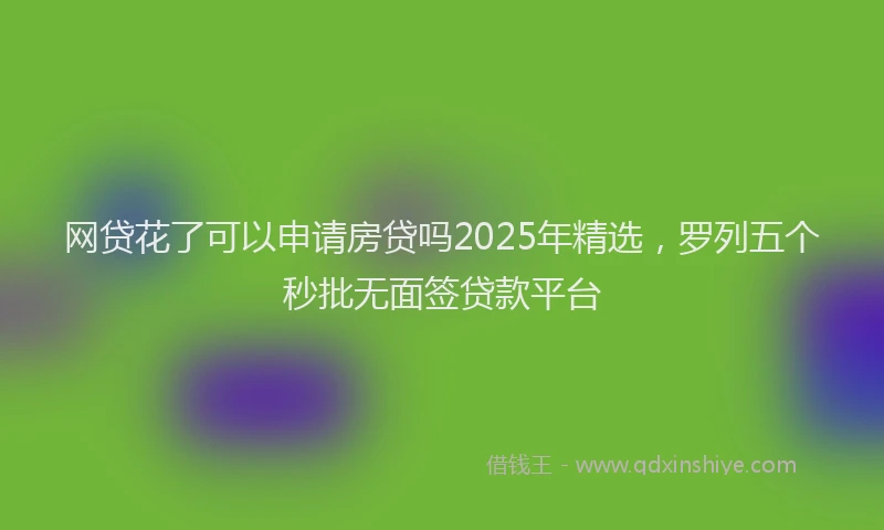 网贷花了可以申请房贷吗2025年精选，罗列五个秒批无面签贷款平台