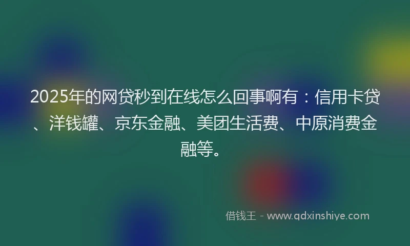 2025年的网贷秒到在线怎么回事啊有：信用卡贷、洋钱罐、京东金融、美团生活费、中原消费金融等。