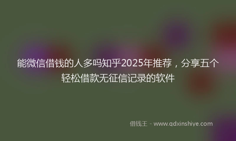 能微信借钱的人多吗知乎2025年推荐，分享五个轻松借款无征信记录的软件